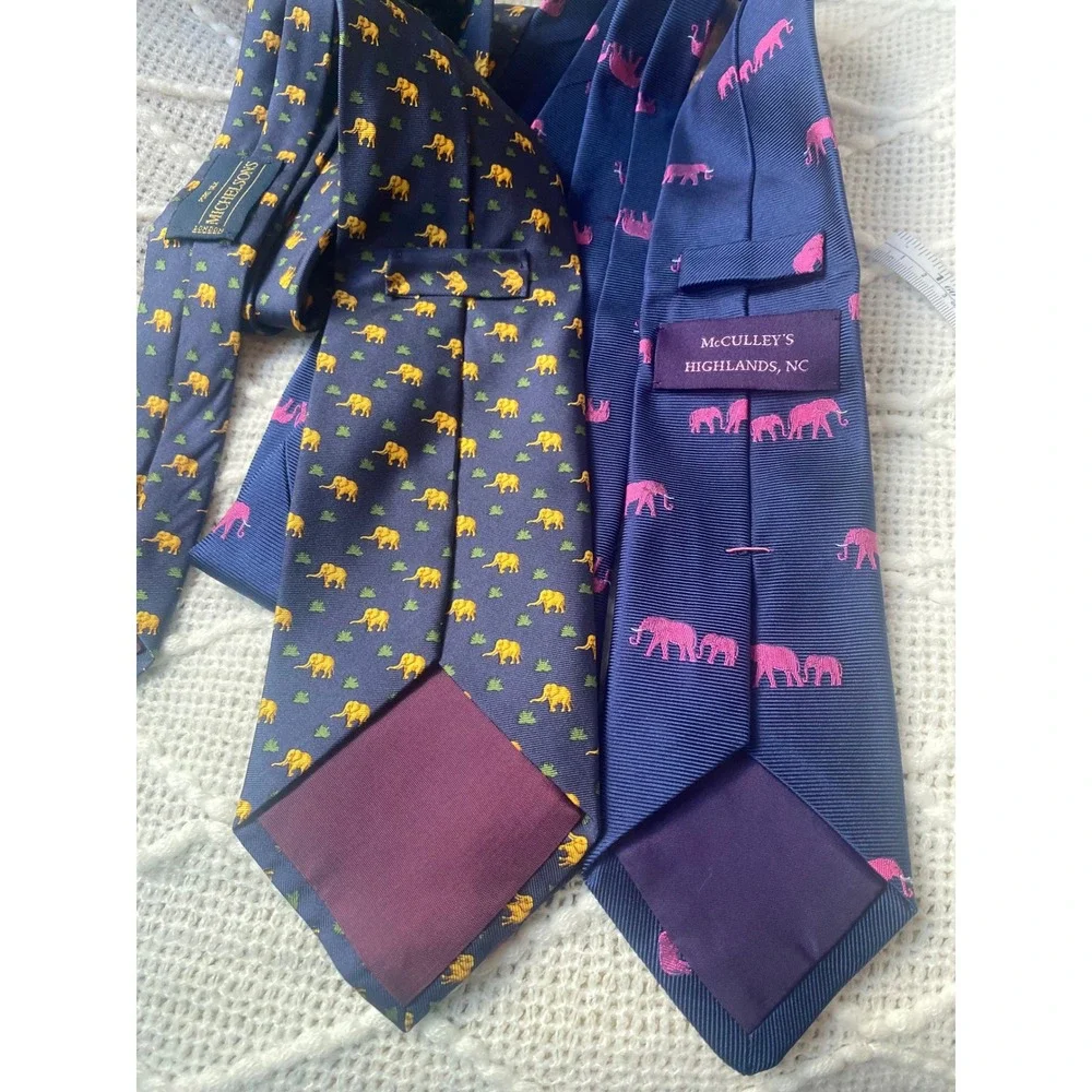 2 Silk Elephant Novelty‎ Ties English Silk Mitchelsons London Excellent Gift!